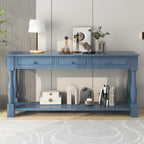 Consolle con cassetti e ripiano Espresso/Bianco Antico/Blu Scuro, Stile Vintage Francese