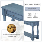 Consolle con cassetti e ripiano Espresso/Bianco Antico/Blu Scuro, Stile Vintage Francese