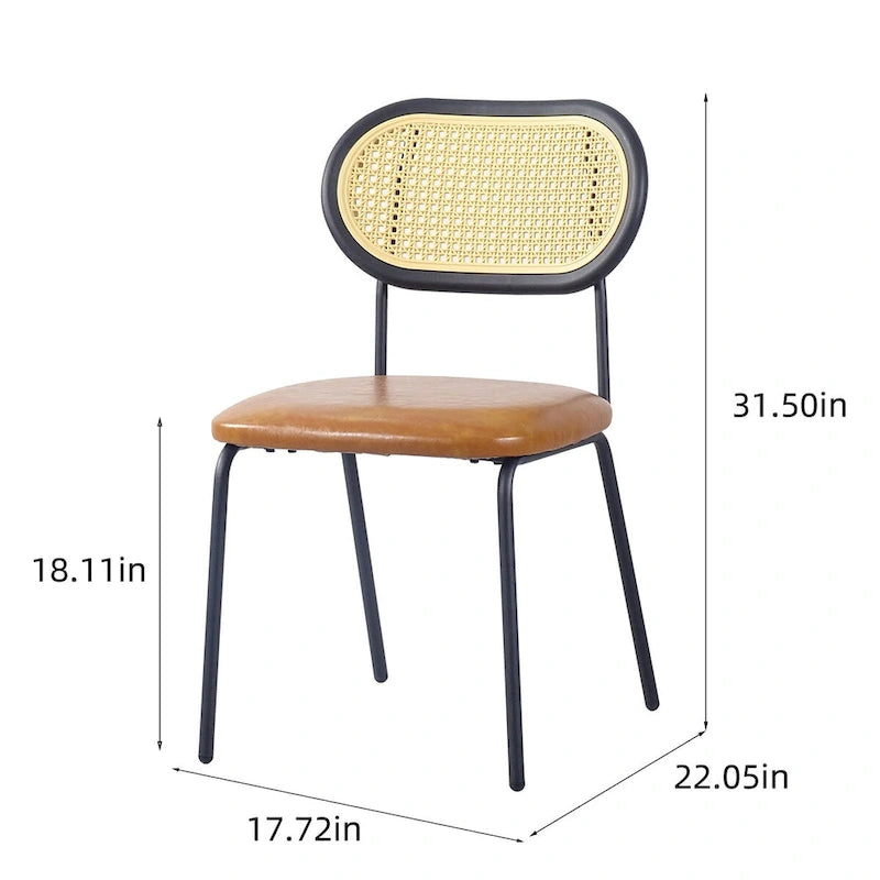 Sedia da pranzo in pelle sintetica marrone/grigia con gambe in metallo e schienale in PP, set da 2/4