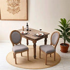 Sedia da pranzo con schienale curvo, set da 2 – Grigio Bianco Antico / Crema, gambe in legno massello