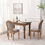 Sedia da pranzo con schienale curvo, set da 2 – Grigio Bianco Antico / Crema, gambe in legno massello