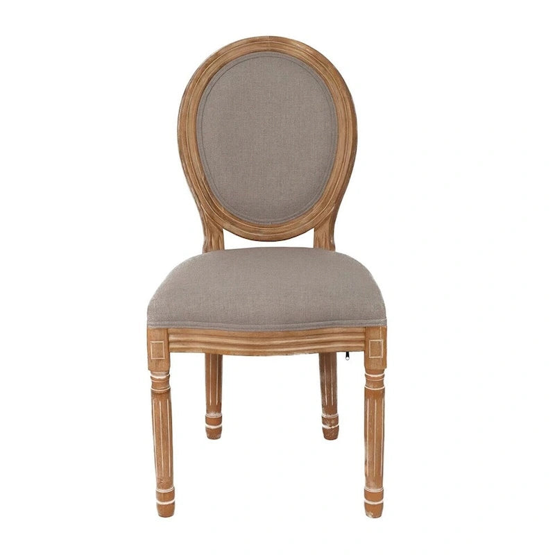 Sedia da pranzo con schienale curvo, set da 2 – Grigio Bianco Antico / Crema, gambe in legno massello