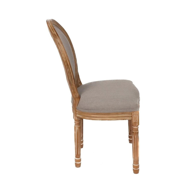 Sedia da pranzo con schienale curvo, set da 2 – Grigio Bianco Antico / Crema, gambe in legno massello