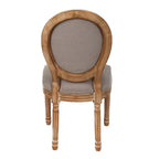 Sedia da pranzo con schienale curvo, set da 2 – Grigio Bianco Antico / Crema, gambe in legno massello