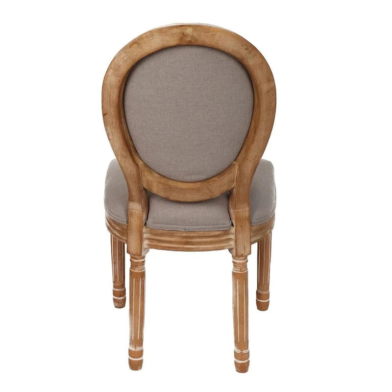 Sedia da pranzo con schienale curvo, set da 2 – Grigio Bianco Antico / Crema, gambe in legno massello
