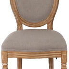 Sedia da pranzo con schienale curvo, set da 2 – Grigio Bianco Antico / Crema, gambe in legno massello