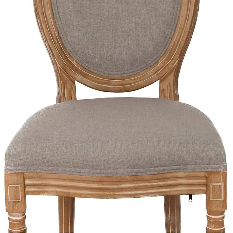 Sedia da pranzo con schienale curvo, set da 2 – Grigio Bianco Antico / Crema, gambe in legno massello