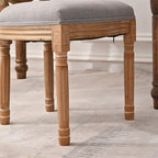 Sedia da pranzo con schienale curvo, set da 2 – Grigio Bianco Antico / Crema, gambe in legno massello