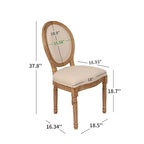 Sedia da pranzo con schienale curvo, set da 2 – Grigio Bianco Antico / Crema, gambe in legno massello