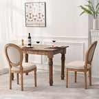 Sedia da pranzo con schienale curvo, set da 2 – Grigio Bianco Antico / Crema, gambe in legno massello