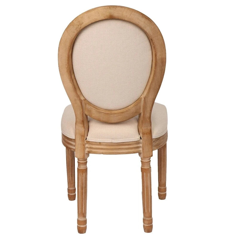Sedia da pranzo con schienale curvo, set da 2 – Grigio Bianco Antico / Crema, gambe in legno massello