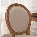 Sedia da pranzo con schienale curvo, set da 2 – Grigio Bianco Antico / Crema, gambe in legno massello