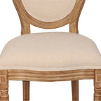 Sedia da pranzo con schienale curvo, set da 2 – Grigio Bianco Antico / Crema, gambe in legno massello