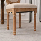 Sedia da pranzo con schienale curvo, set da 2 – Grigio Bianco Antico / Crema, gambe in legno massello
