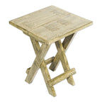Tavolino pieghevole in legno intagliato a mano beige per 1-2 persone