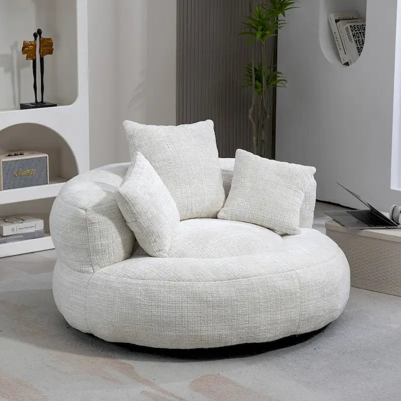 Poltrona sacco a schienale alto in ciniglia – Nero / Caffè / Beige / Smeraldo / Arancio / Grigio, 1 posto