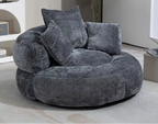 Poltrona sacco a schienale alto in ciniglia – Nero / Caffè / Beige / Smeraldo / Arancio / Grigio, 1 posto