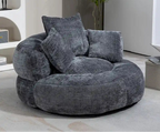 Poltrona sacco a schienale alto in ciniglia – Nero / Caffè / Beige / Smeraldo / Arancio / Grigio, 1 posto
