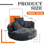 Poltrona sacco a schienale alto in ciniglia – Nero / Caffè / Beige / Smeraldo / Arancio / Grigio, 1 posto
