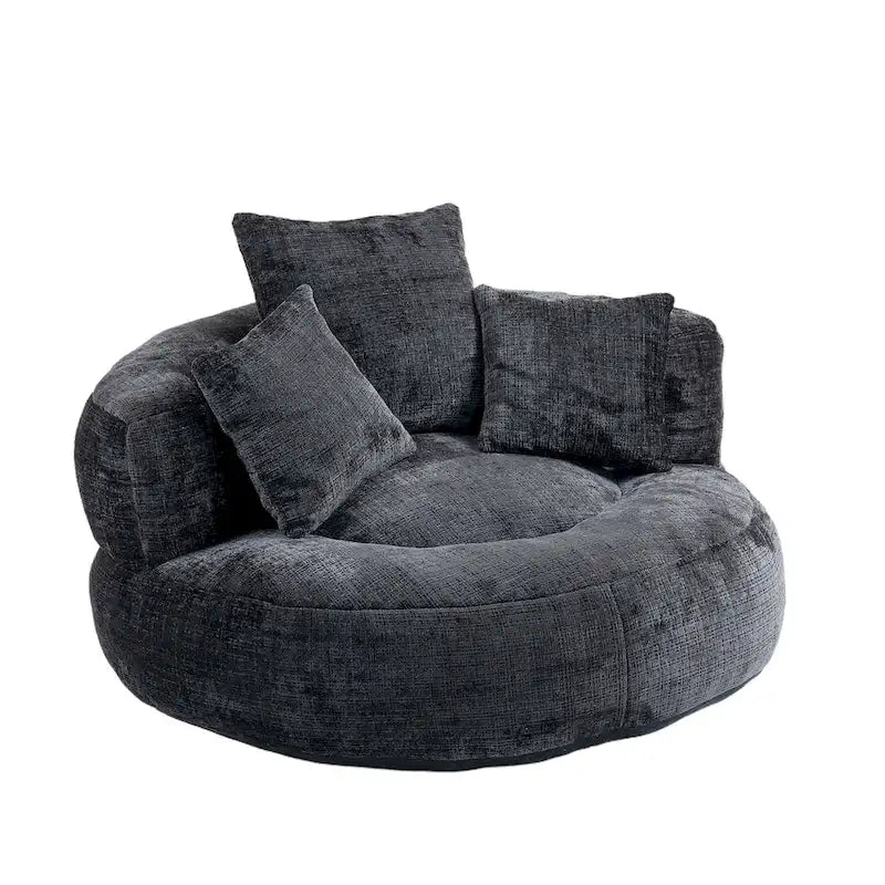 Poltrona sacco a schienale alto in ciniglia – Nero / Caffè / Beige / Smeraldo / Arancio / Grigio, 1 posto