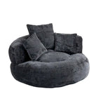 Poltrona sacco a schienale alto in ciniglia – Nero / Caffè / Beige / Smeraldo / Arancio / Grigio, 1 posto