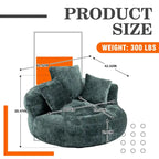 Poltrona sacco a schienale alto in ciniglia – Nero / Caffè / Beige / Smeraldo / Arancio / Grigio, 1 posto