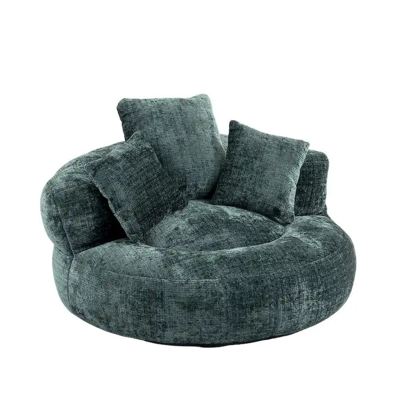 Poltrona sacco a schienale alto in ciniglia – Nero / Caffè / Beige / Smeraldo / Arancio / Grigio, 1 posto