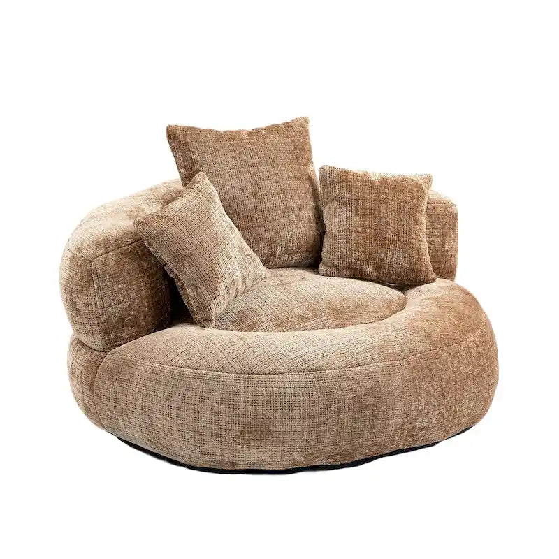 Poltrona sacco a schienale alto in ciniglia – Nero / Caffè / Beige / Smeraldo / Arancio / Grigio, 1 posto