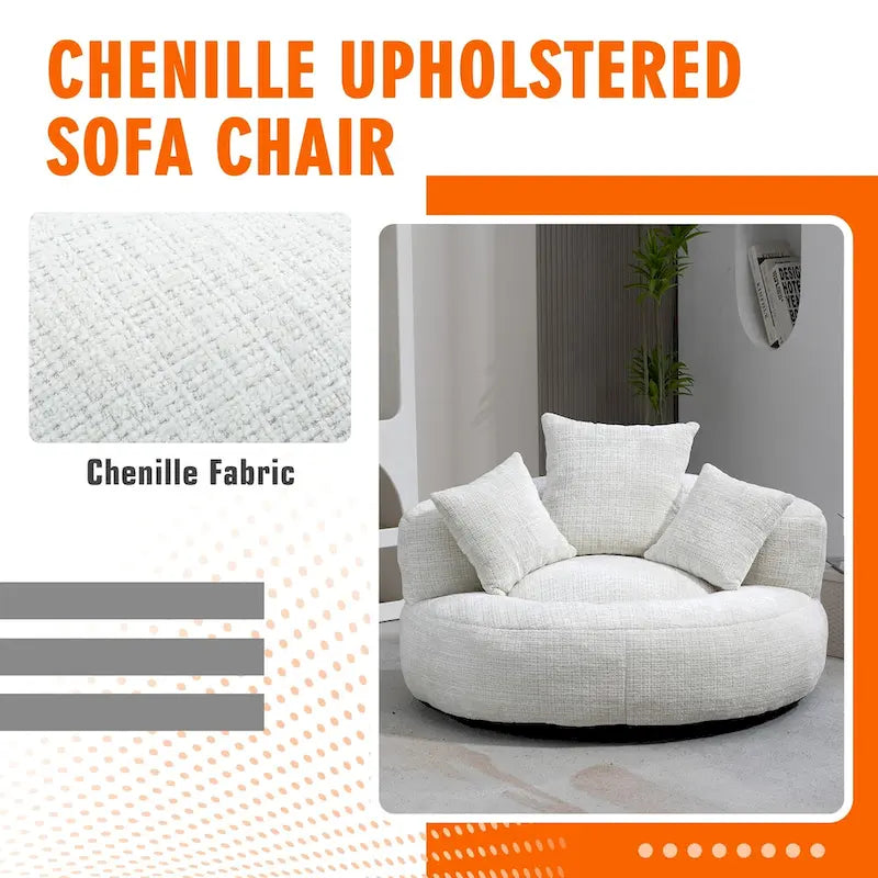 Poltrona sacco a schienale alto in ciniglia – Nero / Caffè / Beige / Smeraldo / Arancio / Grigio, 1 posto