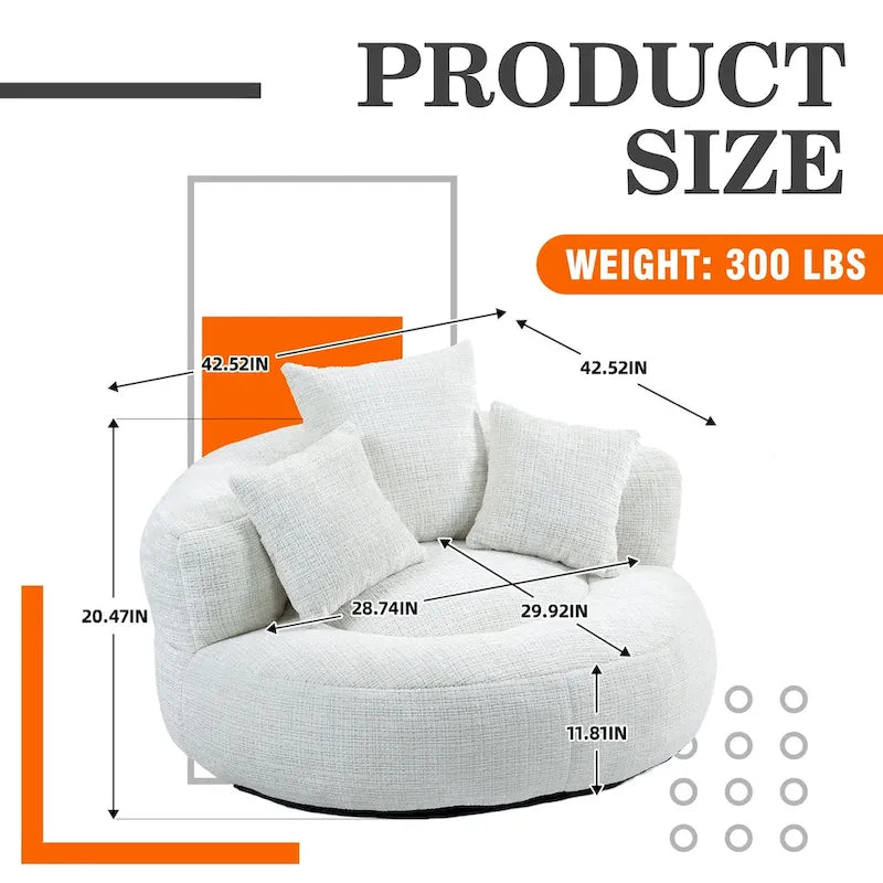 Poltrona sacco a schienale alto in ciniglia – Nero / Caffè / Beige / Smeraldo / Arancio / Grigio, 1 posto