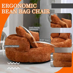 Poltrona sacco a schienale alto in ciniglia – Nero / Caffè / Beige / Smeraldo / Arancio / Grigio, 1 posto