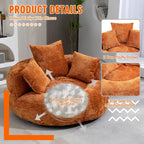 Poltrona sacco a schienale alto in ciniglia – Nero / Caffè / Beige / Smeraldo / Arancio / Grigio, 1 posto
