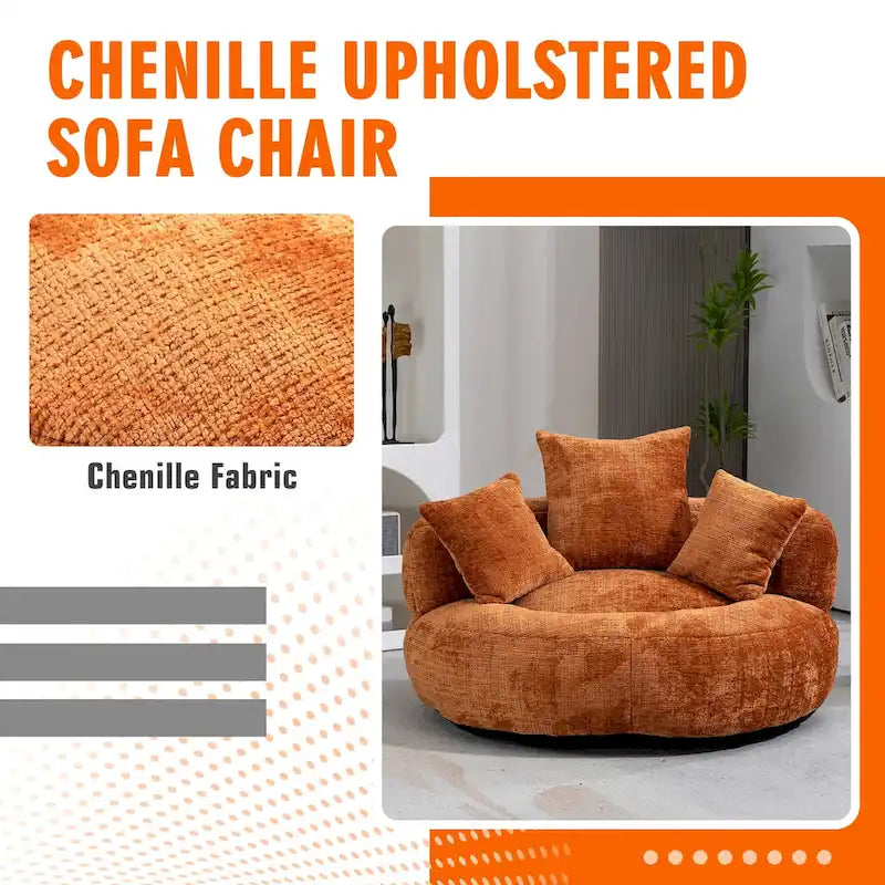 Poltrona sacco a schienale alto in ciniglia – Nero / Caffè / Beige / Smeraldo / Arancio / Grigio, 1 posto