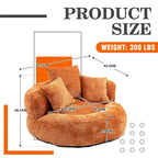 Poltrona sacco a schienale alto in ciniglia – Nero / Caffè / Beige / Smeraldo / Arancio / Grigio, 1 posto