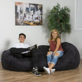 Pouf Cilindrico Nero in Pelle Scamosciata, 1 Posto