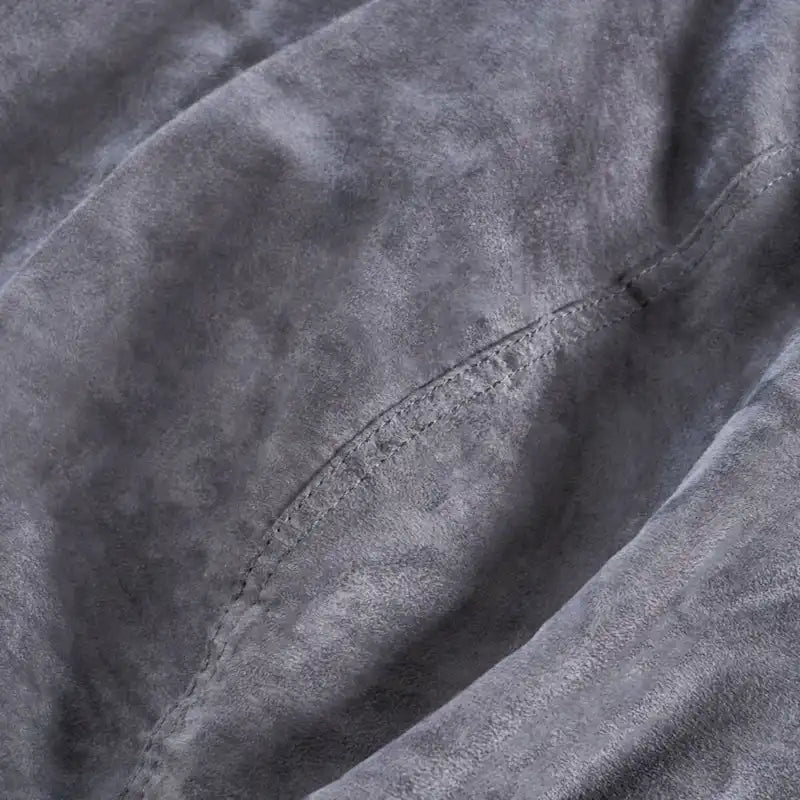 Pouf Cilindrico Nero in Pelle Scamosciata, 1 Posto