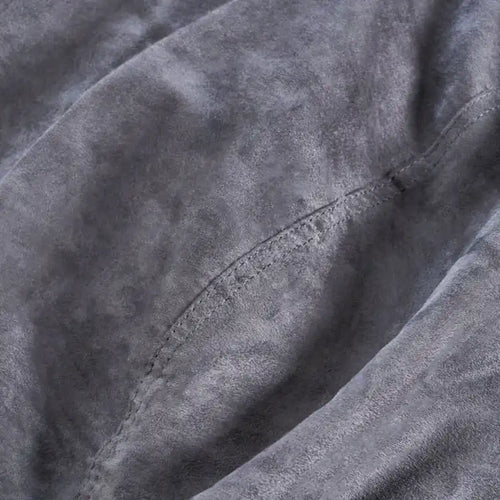 Pouf Cilindrico Nero in Pelle Scamosciata, 1 Posto