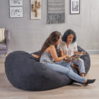 Pouf Cilindrico Nero in Pelle Scamosciata, 1 Posto