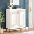Schoenenkast voor 20 paar, moderne opbergkast met 6 niveaus en deuren, vrijstaande organizer voor de hal, wit en goud