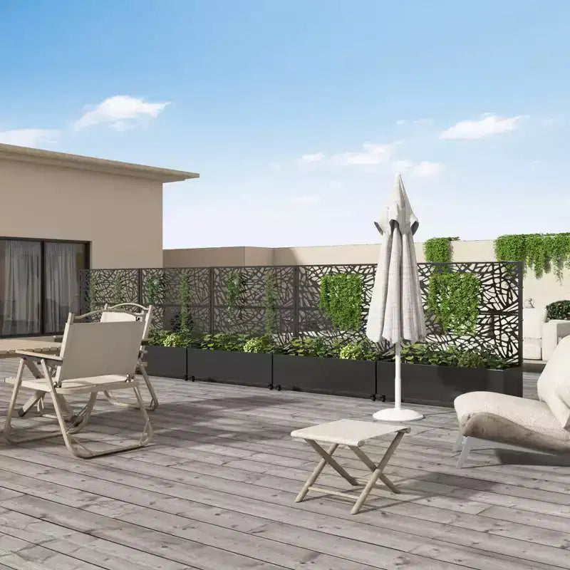 Kaxxa għall-pjanti MAYEERTY bi kannizzata, xibka tal-ħadid sewda, stil 01, 72x47x16in, sett ta’ 3 biċċiet