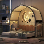 Letto Montessori a piattaforma in legno massello a forma di casetta, con tetto ad arco e letto estraibile, per bambine e bambini