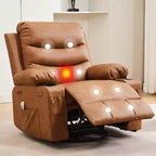 Poltrona reclinabile a dondolo girevole a 360° oversize con massaggio e calore - sedia lounge ergonomica con portabicchieri e tasche laterali per soggiorno e cameretta