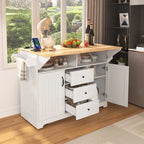 Isola Carrello da Cucina con 2 Ribalte, Nero/Bianco, Posti a Sedere 4–6