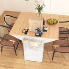 Isola Carrello da Cucina con 2 Ribalte, Nero/Bianco, Posti a Sedere 4–6