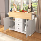 Isola Carrello da Cucina con 2 Ribalte, Nero/Bianco, Posti a Sedere 4–6