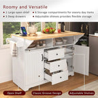 Isola Carrello da Cucina con 2 Ribalte, Nero/Bianco, Posti a Sedere 4–6