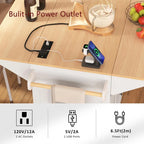Isola Carrello da Cucina con 2 Ribalte, Nero/Bianco, Posti a Sedere 4–6