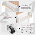Isola Carrello da Cucina con 2 Ribalte, Nero/Bianco, Posti a Sedere 4–6