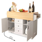 Isola Carrello da Cucina con 2 Ribalte, Nero/Bianco, Posti a Sedere 4–6