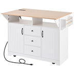 Isola Carrello da Cucina con 2 Ribalte, Nero/Bianco, Posti a Sedere 4–6